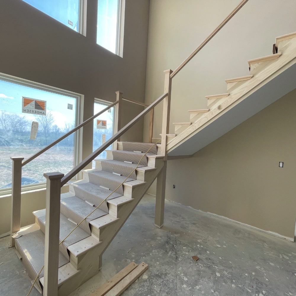 Raw Wood New Construction Staircase