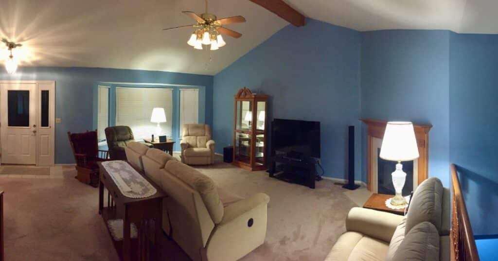 This interior front room was painted a beautiful blue shade.